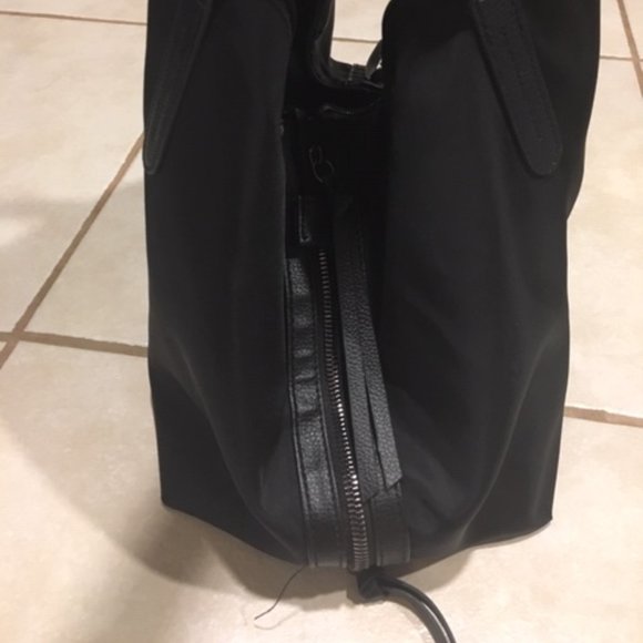 Botkier Nylon Black Polyester Lightweight Zip Tote Carry Bag 19"x12" - Picture 6 of 16